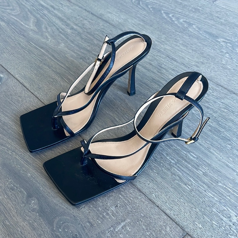 Bottega Veneta Leather Stretch Toe Heel, Black, 39